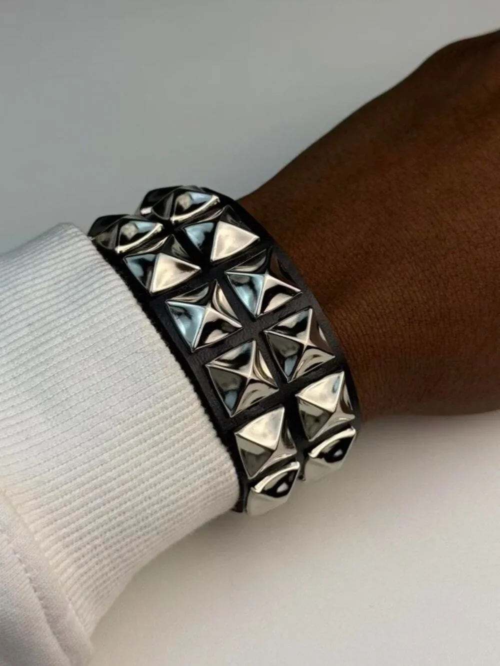 Silver Pyramid Stud Bracelet‎